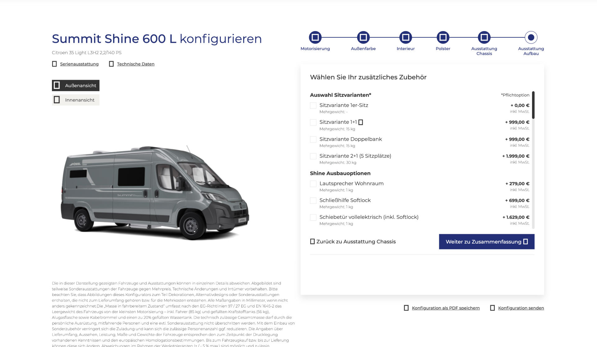 Vorschau · Pössl-Konfigurator – Summit Shine 600 L